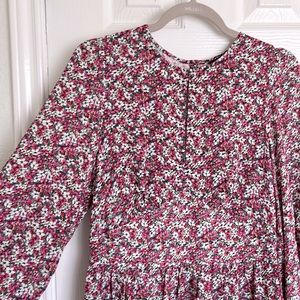 Long sleeve pink floral mini dress - Banana Republic